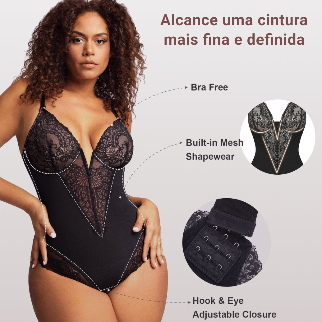 Body Modelador de Renda - Luxo Slim | + Brinde Calcinha Modeladora