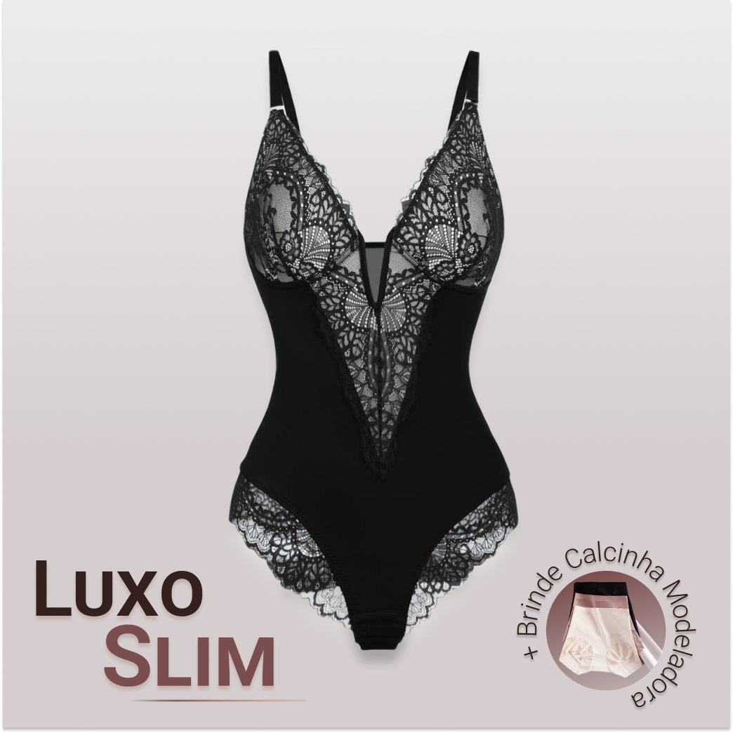 Body Modelador de Renda - Luxo Slim | + Brinde Calcinha Modeladora