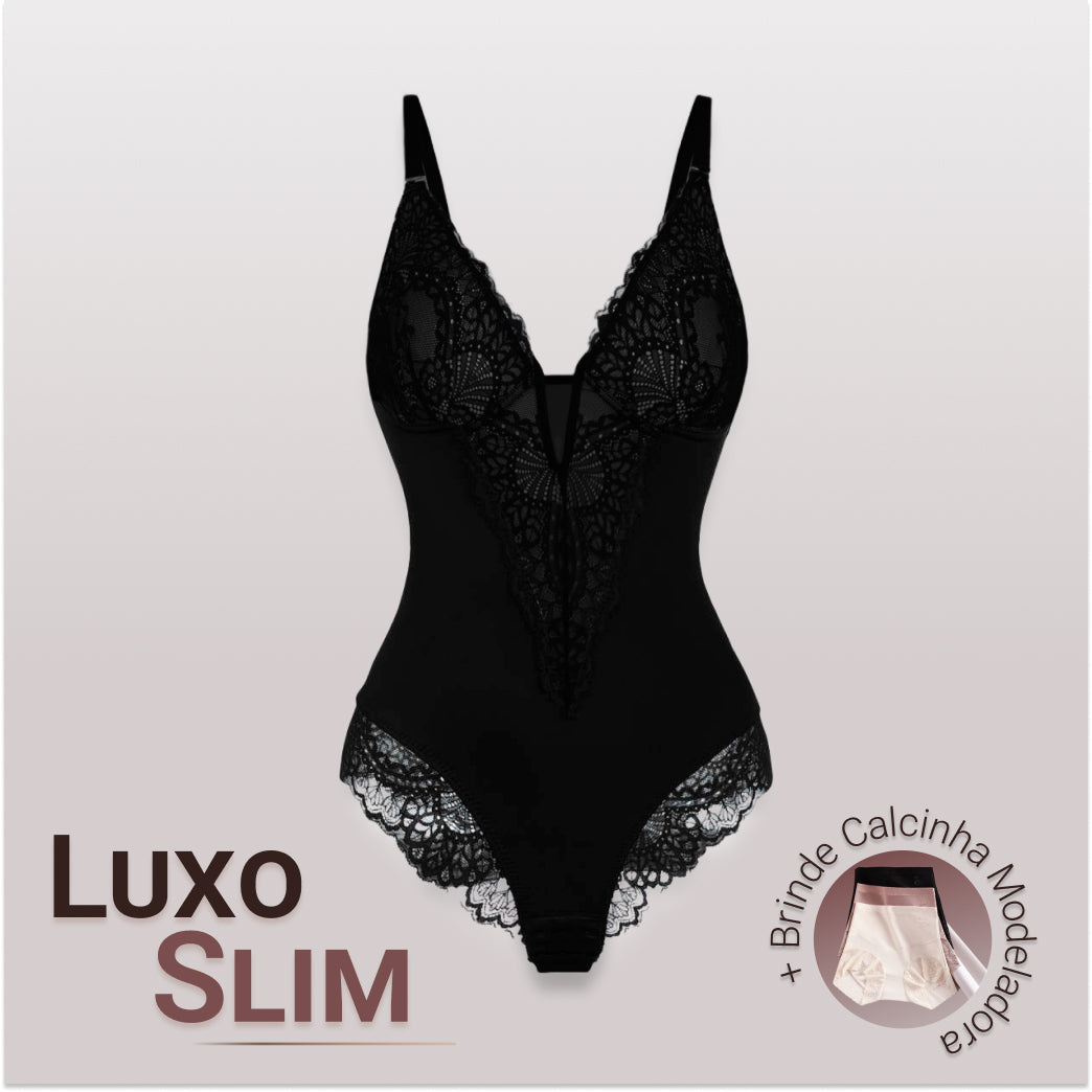 Body Modelador de Renda - Luxo Slim | + Brinde Calcinha Modeladora